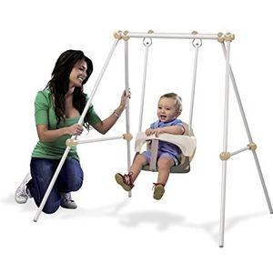 Smoby - Baby Swing, schommel geschikt voor binnen en buiten, veilige metalen structuur, stabiel en robuust, kleur beige, geschikt vanaf 6 maanden - 120 x 124 x 120 cm