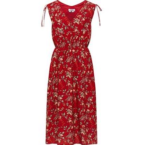 usha FESTIVAL Midi-jurk voor dames met bloemenprint, Rood kleurrijk