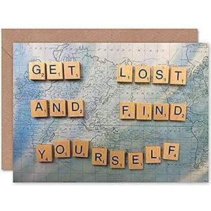 Get Lost Find Yourself reiskaart, motief Scrabble