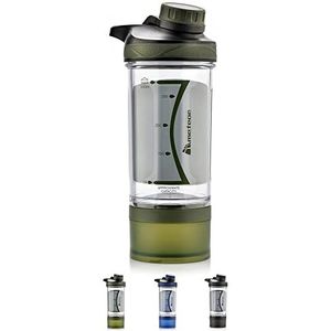 Protein Shaker - Sportsupplement shakers BPA-vrij met schaalfilterzeef – mixer-fles fles eiwitcocktail drinkfles (500 ml, groen)