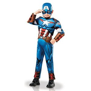Rubies, officieel luxe kostuum, Captain America, animatieserie over kleerhanger, Marvel Avengers, maat 3 - 4 jaar