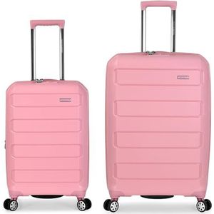 Traveler's Choice Pagosa Uittrekbare koffer met zwenkwielen, onverwoestbaar, Roze, Uitbreidbare harde koffer met zwenkwielen en USB-poort (66 cm en 56 cm)