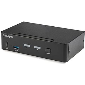 StarTech.com KVM DisplayPort Switch 2 poorten – 4K60Hz – uniek display – KVM USB UHD DP 1.2 met 2 poorten met geïntegreerde USB 3.0 hub en audio – Dell HP Apple Lenovo – TAA conform (SV231DPU34K)