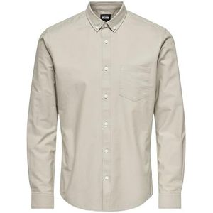 ONLY & SONS Onsalvaro Slim Ls Oxford T-shirt met lange mouwen voor heren, Chincilla