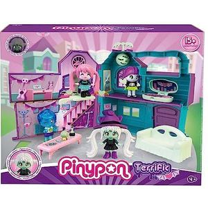 Pinypon - Terrific Mansion, kofferhuis, speelspel met verrassingen en accessoires die oplichten in het donker, bevat een heksenfiguur, voor jongens en meisjes Al 4 jaar,