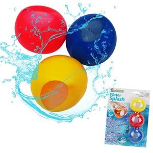 alldoro - Water Splash waterbommen, herbruikbaar, 3 stuks & automatische sluiting voor tuin, strand en feestjes voor kinderen vanaf 3 jaar en volwassenen, geel/rood/blauw, 63027
