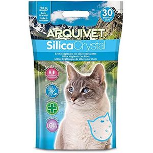 Arquivet Kattenzand Silica Crystal verpakking van 8 stuks van 3,8 l hygiënische bedden voor katten, kennels, absorberend vermogen, helpt geuren en bacteriën te verwijderen