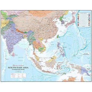 XYZ Maps Continental Series gelamineerde wandkaart, Zuidoost-Azië, 1200 mm x 950 mm