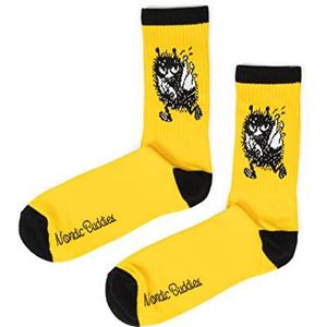 Stinky Pranking Moomin Retro sokken voor heren, geel, zwart, 40-45 EU, Geel, Zwart