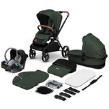 LIONELO Mika 3-in-1 kinderwagenset met muggennet, voetbescherming, regenbescherming, onderhoudsvrije rubberen wielen, lichtgewicht constructie (Green Forest)