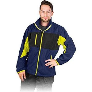 Leber & Hollman LH-FMN-P werkjas van fleece, lange mouwen, 290 g/m², 100% polyester, met ritssluiting, elastische biezen aan mouwen en zoom, Donkerblauw/Zwart/Geel