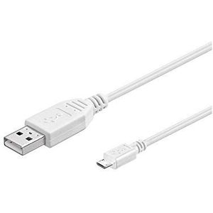 goobay 96192 Micro-USB Hi-Speed data- en oplaadkabel kabel, USB 2.0-stekker (type A) > USB 2.0-micro-stekker (type B), wit, 0,6 m