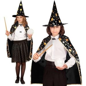 WIDMANN - Costume enfant magicien, cape, 70 cm, avec chapeau, magicien, sorcière, carnaval