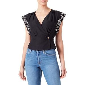 Scotch & Soda Wikkeltop met details op de mouwen met pailletten damesblouse, Evening Black 6647