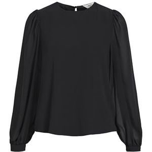 Object dames blouse met pofmouwen, zwart.