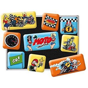 Nostalgic-Art MOTOMANIA Retro magneten winner magneten cadeau-idee voor motorrijders magneetbord vintage magneetbord 9 stuks