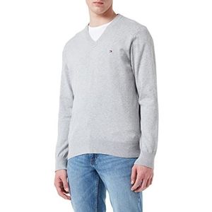 Tommy Hilfiger 1985 V hals sweater Mw0mw22349 heren trui (1 stuk), Grijs (lichtgrijs gemêleerd)