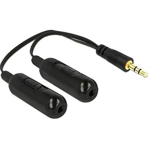 DeLOCK Audio splitter kabel 3,5 mm jack 3 pin bus op 2 x 3,5 mm jack 3 pin + volume R kerregelaar 19 cm