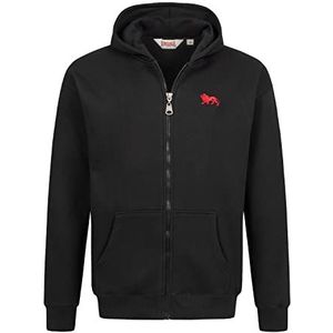 Lonsdale Latheron Sweatshirt met capuchon voor heren, zwart/rood, M, Zwart/Rood