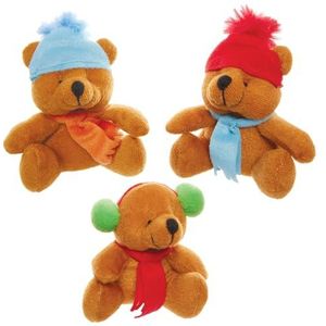 Baker Ross FX599 Winter teddybeer speelgoed - set van 4 voor het vullen van kerstzakken voor kinderen