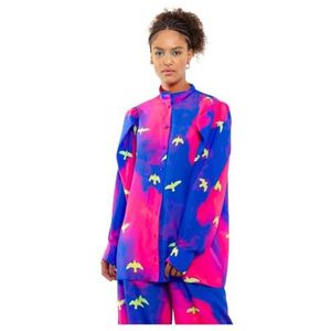CHAOUICHE Chemise de pyjama pour femme, Imprimé oiseaux, XL