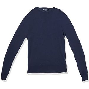 Hackett London Gmd Merino Silk Crew trui voor heren, Blauw staal