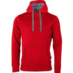 HRM Uniseks capuchontrui, hoogwaardige capuchontrui voor dames en heren met contrasterende binnenvoering, uniseks basic capuchontrui, pullover voor dames en heren, hoogwaardige en duurzame kleding, rood, L, Rood