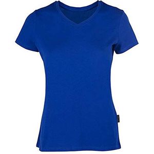 HRM Dames luxe V-hals T-shirt hoogwaardig T-shirt V-hals 100% biologisch katoen basic dames T-shirt wasbaar tot 60 °C hoogwaardige en duurzame top voor dames koningsblauw, 5XL, Royal Blauw