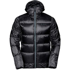 VAUDE Kabru jas met capuchon voor heren, donsjas van natuurlijk dons, voor bergsport, # licht # comprimeerbaar # milieuvriendelijk geproduceerd, zwart/zwart