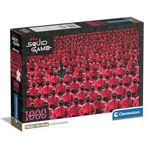 Clementoni - Squid Game Impossible Game-1000 Pièces, Affiche Inclus, Netflix, Puzzle Difficile, Fun pour Adultes, Made in Italy, 39858, Multicolore