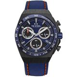 TW Steel CEO Tech CE4072 kwartshorloge voor heren, 44 mm, met blauwe wijzerplaat, leren band en datum, Riem