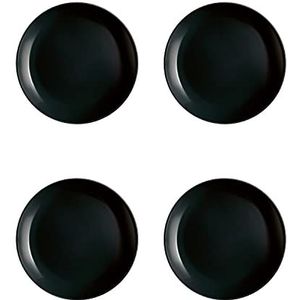 Luminarc Diwali dessertborden van glas, 19 cm, zwart, 4 stuks
