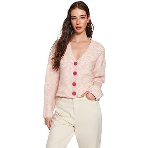 Trendyol FeMan Regular fit Basic V Neck Knitwear Cardigan, Rose, S, rose, S