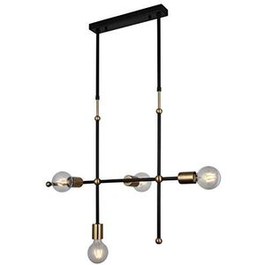 Homemania 1492-73-04-L hanglamp Rena staande lamp - goud, zwart metaal, 16 x 68 x 112 cm, 4 x E27, 40 Watt