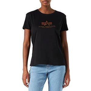 ALPHA INDUSTRIES New Basic T Wmn Foil Print damesshirt met korte mouwen, Zwart/Goud