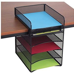 Safco Products Onyx Mesh Organizer met 5 planken, om op te hangen onder het bureau, 3240BL, zwarte poedercoating, robuuste stalen roosterconstructie