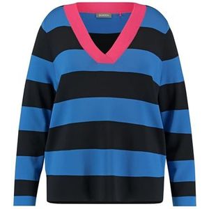 Samoon 472002-25101 Dames sweatshirt (1 stuk), Marineblauw/beige gestreept