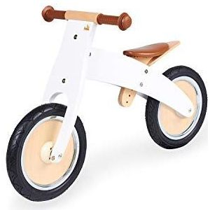 Pinolino Johann loopfiets, houten wiel, onbreekbare banden, van chopper tot loopfiets, voor kinderen vanaf 2 jaar, wit gelakt