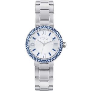 Horloge van BREIL uit de collectie Dance Flor, alleen beweging – 3 uur kwarts en vouwsluiting met knopen, voor dames, staal, zilver, blauw, Taglia Unica, armband, staal/zilver/blauw, Taglia Unica, armband