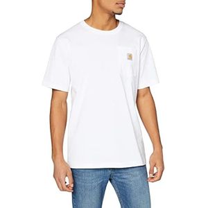Carhartt K87 T-shirt met korte mouwen en zak, casual pasvorm, T-shirt voor heren (1 stuk), Wit