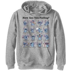 Disney Lilo & Stitch Stitch Moods Fleece Hoodie voor jongens, maat S, grijs gemêleerd, atletisch, S, Athletic Heather Grey