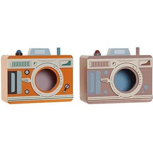 DKD Home Decor Spaarpot oranje roze camera MDF (2 stuks)