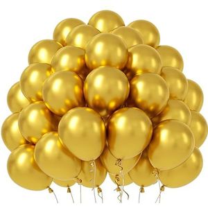 50 stuks gouden ballonnen van natuurlijk latex, biologisch afbreekbaar, gemaakt in de EU, 30 cm, perfect voor helium en lucht, perfect voor bruiloften, verjaardagen en doopfeesten