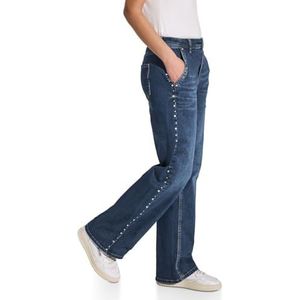 STREET ONE Jean large avec rivets, Bleu foncé délavé., 28W / 32L