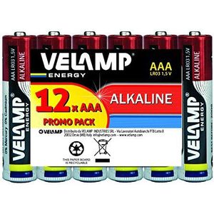 Velamp LR03/12 stuks alkaline-batterijen, mini-stylus LR03 AAA, 1,5 V, rood, 12 stuks