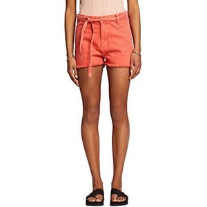 edc by ESPRIT Short en Jean Taille Haute à Nœud, Orange corail, 27W