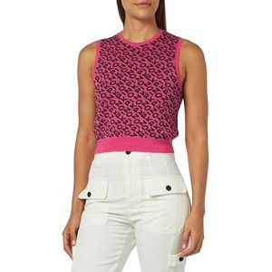 Pinko Foca Top Jacquard Mixte Laine L Débardeur à la Mode Femme, Nz9_Rose/Noir, S