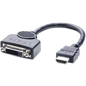 LINDY Adapterkabel HDMI A mannelijk naar DVI-D vrouwelijk, 0,2 m