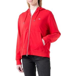 GANT Damesvest met capuchon en ritssluiting, Helder rood, XXL
