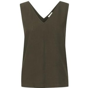 KAFFE Kaffe Tank Top V-hals Mouwloos Regular Fit Hip Length Brede Schouders Top Dames, Forest Night